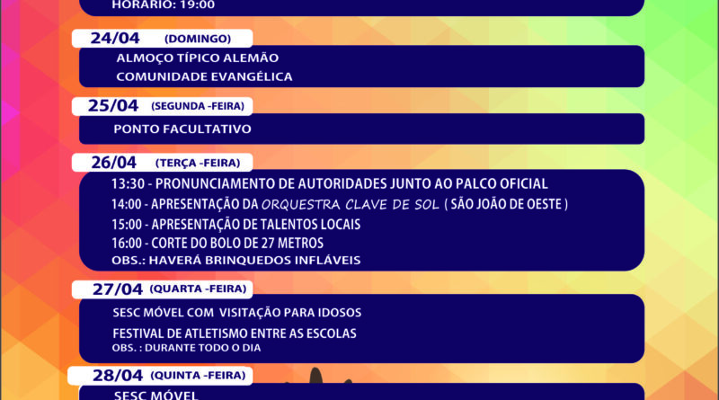 Programação semana do Município